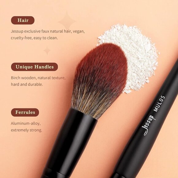 Jessup Large  Face Makeup Brushes 3pcs, Premium Synthetic Phantom Black T274 - Picture 5 of 9